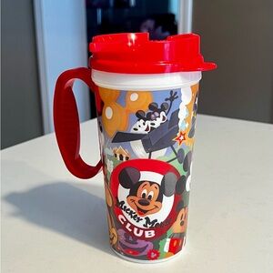Vintage Mickey Mouse Club Travel Mug with Red Lid